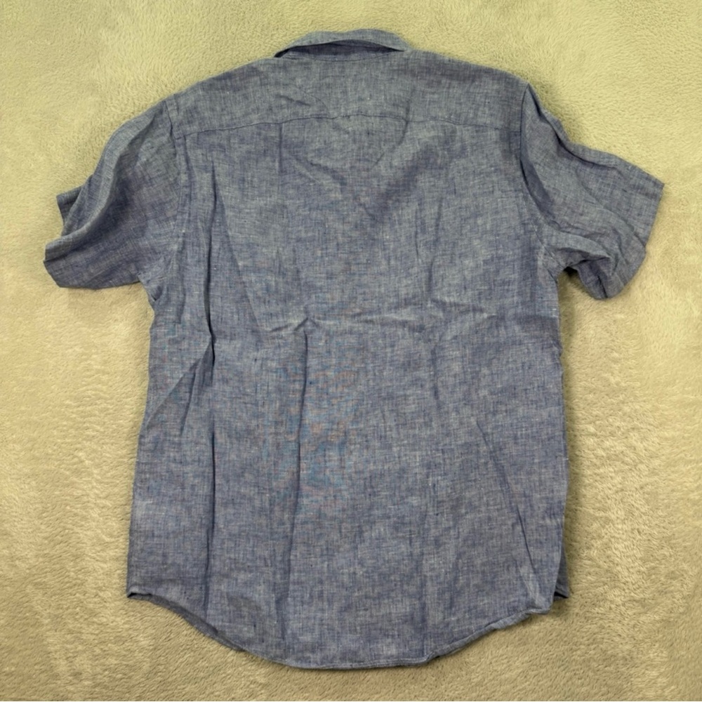 UNTUCKIT Slim Fit Valente WR Button Up 100% Linen Shirt Blue Mens Medium EUC - Picture 3 of 6
